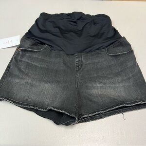 Isabel Maternity Super Stretch Black Denim Midi Short Size 16